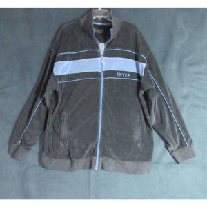 Vintage Enyce Velour Track Suit Jacket Mens XXL Gray Hip Hop Baggy 90s Full Zip